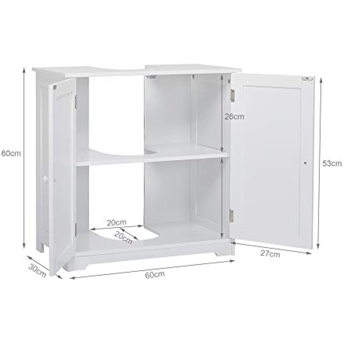 Mondeer Under Sink Bathroom Cabinet – White Wooden Storage Unit