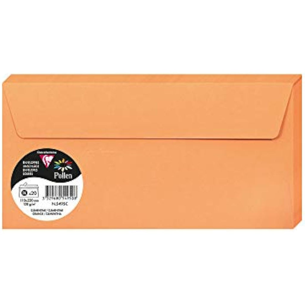 Clairefontaine Pollen DL Adhesive Envelopes – Clementine Orange (20 Pack)