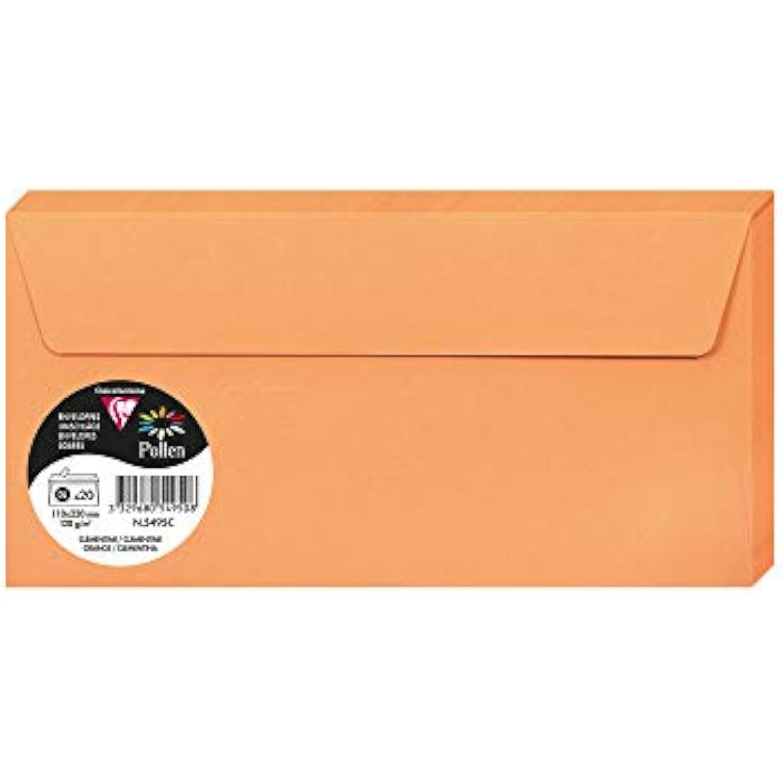 Clairefontaine Pollen DL Adhesive Envelopes – Clementine Orange (20 Pack)
