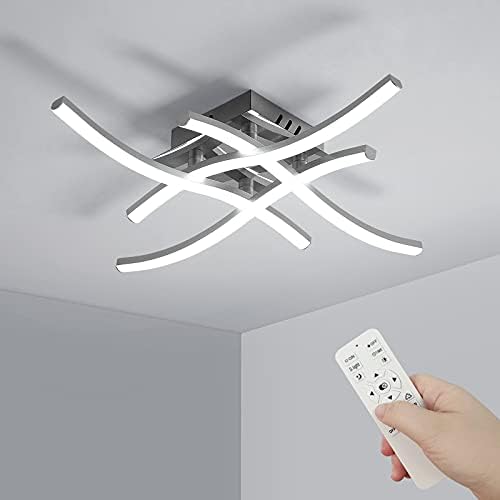Dorlink Modern LED Ceiling Light – Dimmable Curved Chandelier with Remote