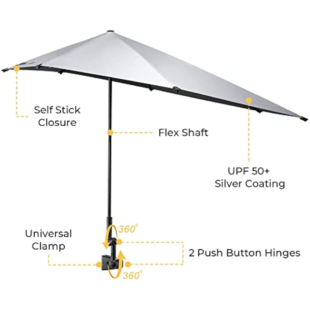 G4Free XL Beach Umbrella | UPF 50+ UV Protection Clamp-on Shade for Chairs