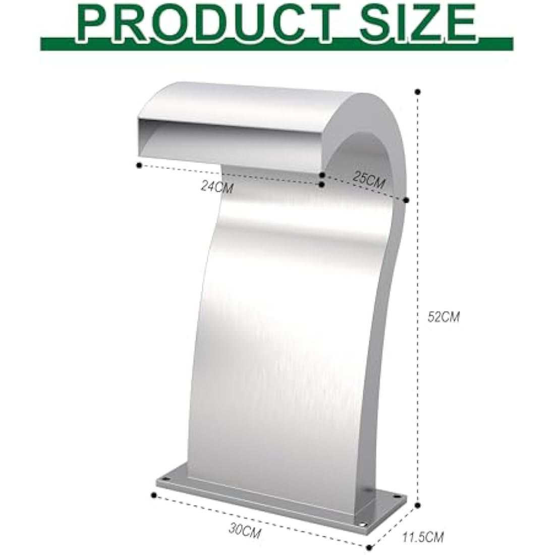 S-Shaped Stainless Steel Waterfall Spillway Pool Fountain – 52cm