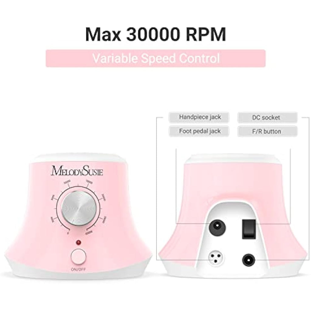 MelodySusie Scarlet Professional Nail Drill - 30000RPM Electric E-File, Pink