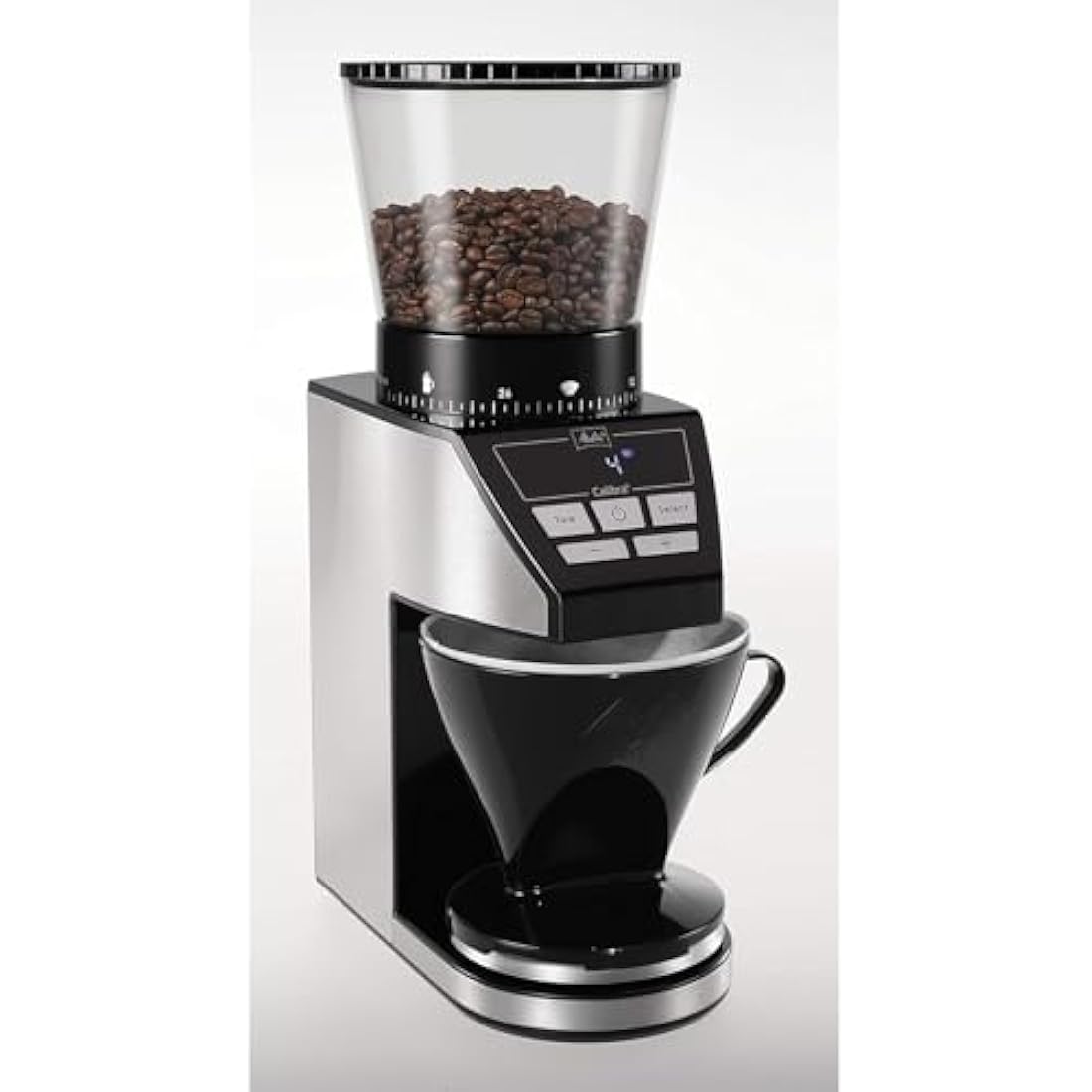 Melitta Calibra Coffee Grinder with Digital Scale – Stainless Steel