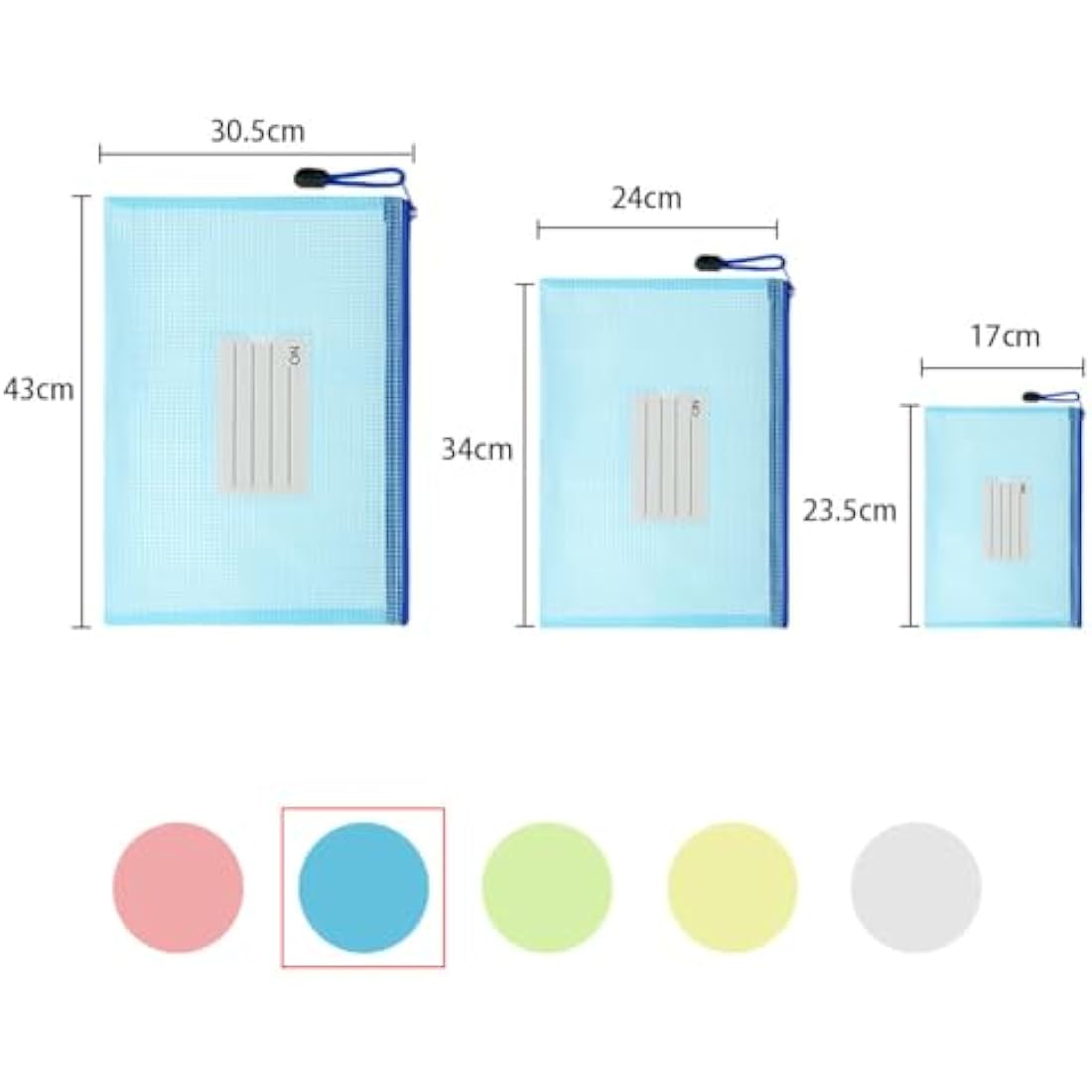 Vicloon 15Pcs Mesh Document Wallets | A3 A4 A5 Waterproof Zip Folders