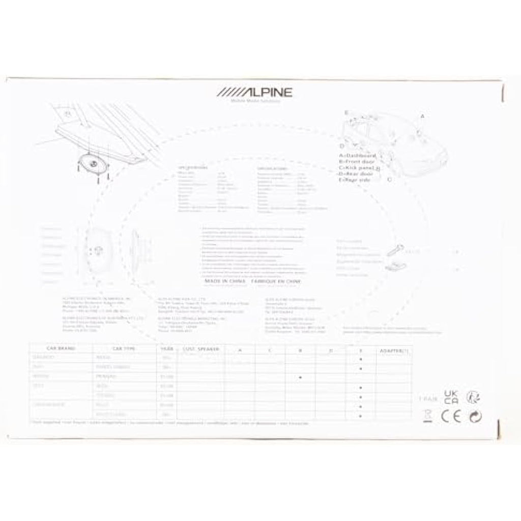 Alpine SXE-4625S Car Coaxial Speakers | 60W Passive Built-in Pair