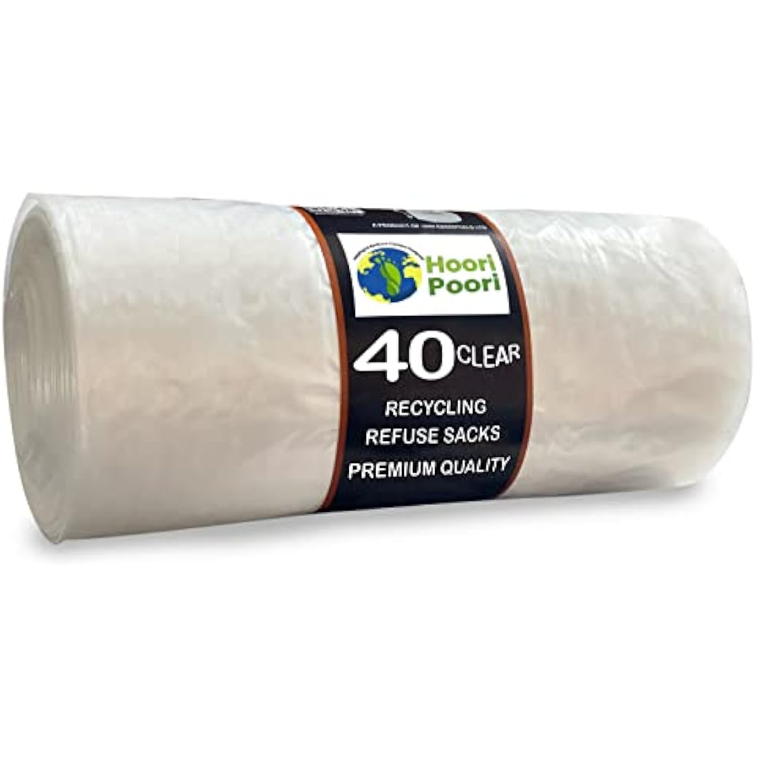 HooriPoori 100L Clear Recycling Bags | 40 Heavy Duty Eco Bin Liners