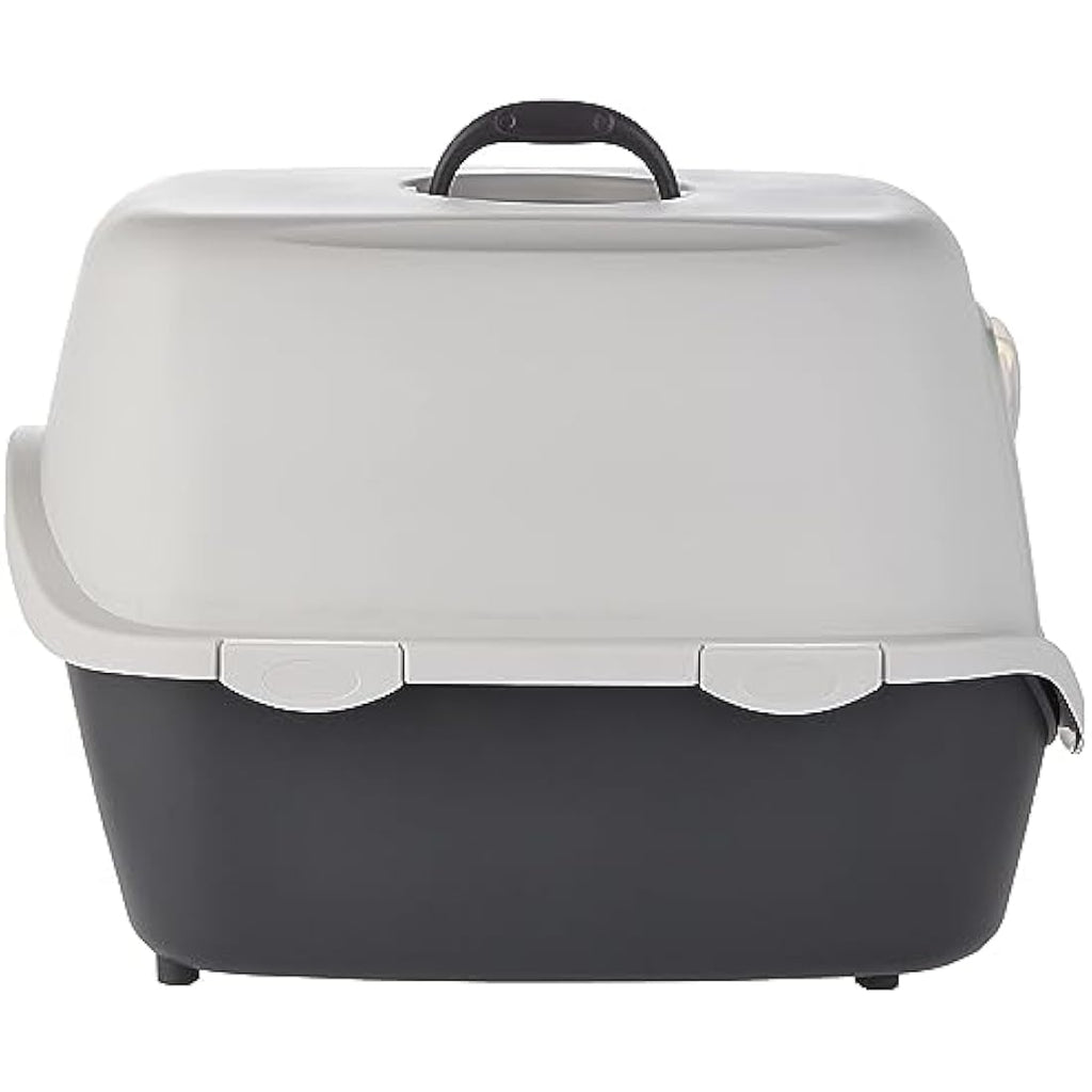TRIXIE Vico Enclosed Cat Litter Tray – Dark Grey Plastic – 40x40x56cm