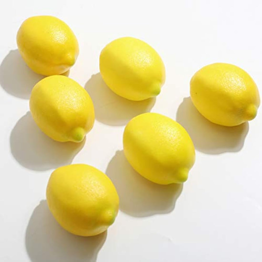 Veryhome Artificial Lemons – 6pcs Realistic Fake Fruit for Kitchen Decor