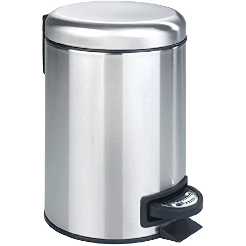 WENKO Leman Cosmetic Pedal Bin – 3L Matt Stainless Steel Waste Bin