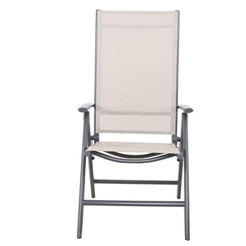Chicreat Korfu Aluminium Folding Garden Chair – 8-Position, Beige