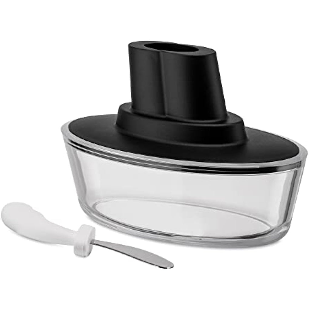 Alessi Ship Shape Butter Container with Spatula – Black Stainless Steel