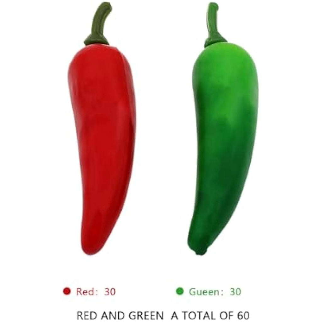 60PCS Artificial Mini Hot Chili Peppers for Kitchen Decor
