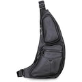 FANDARE Genuine Leather Sling Bag – Waterproof Crossbody Chest Pack, Black
