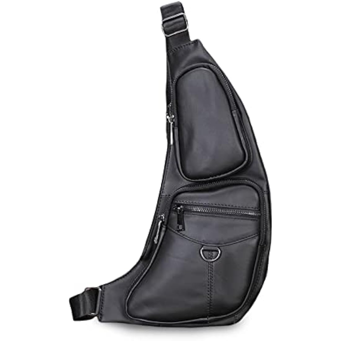 FANDARE Genuine Leather Sling Bag – Waterproof Crossbody Chest Pack, Black
