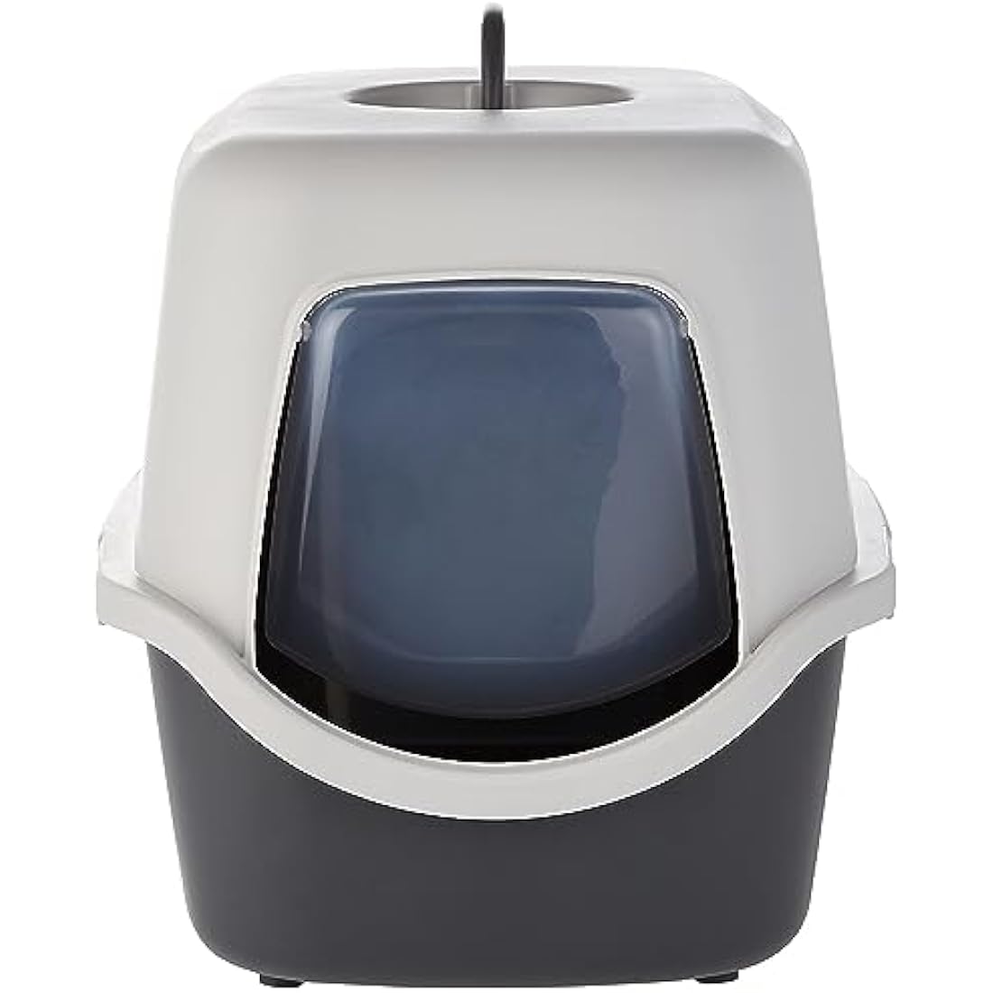 TRIXIE Vico Enclosed Cat Litter Tray – Dark Grey Plastic – 40x40x56cm