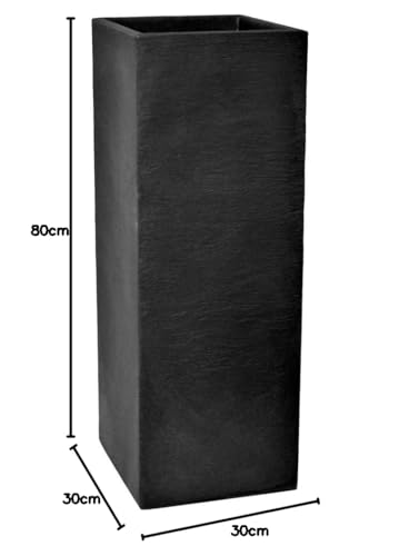 Dehner Palermo Column Plant Pot – Charcoal Grey Slate Effect Plastic