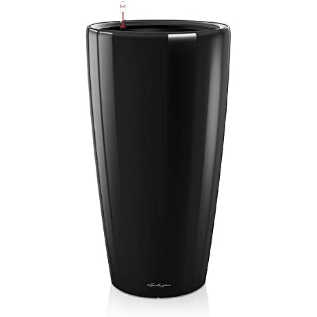 Lechuza RONDO 32 Self-Watering Planter | Large High-Gloss Black Plant Pot