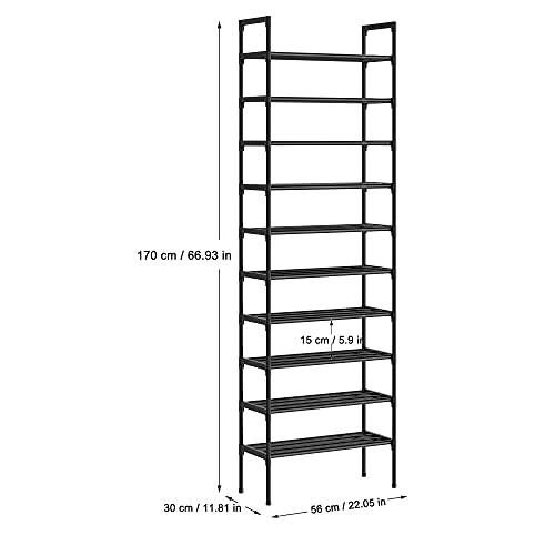 AcornFort 10-Tier Tall Shoe Rack Organiser – 30 Pair Storage Shelf, Black