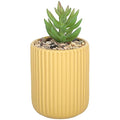 Halo Green Leaf Artificial Faux Plant in Ochre Textured Pot