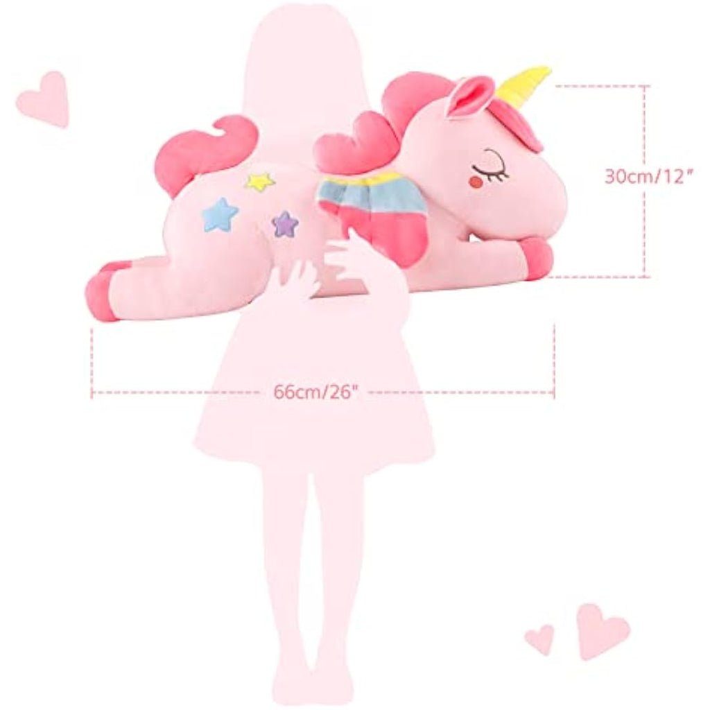 GAGAKU 26-inch Giant Unicorn Plush Pillow – Soft Stuffed Animal, Pink