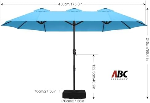 ABCCANOPY 4.5M Double-Sided Aluminum Patio Umbrella | Large Garden Shade