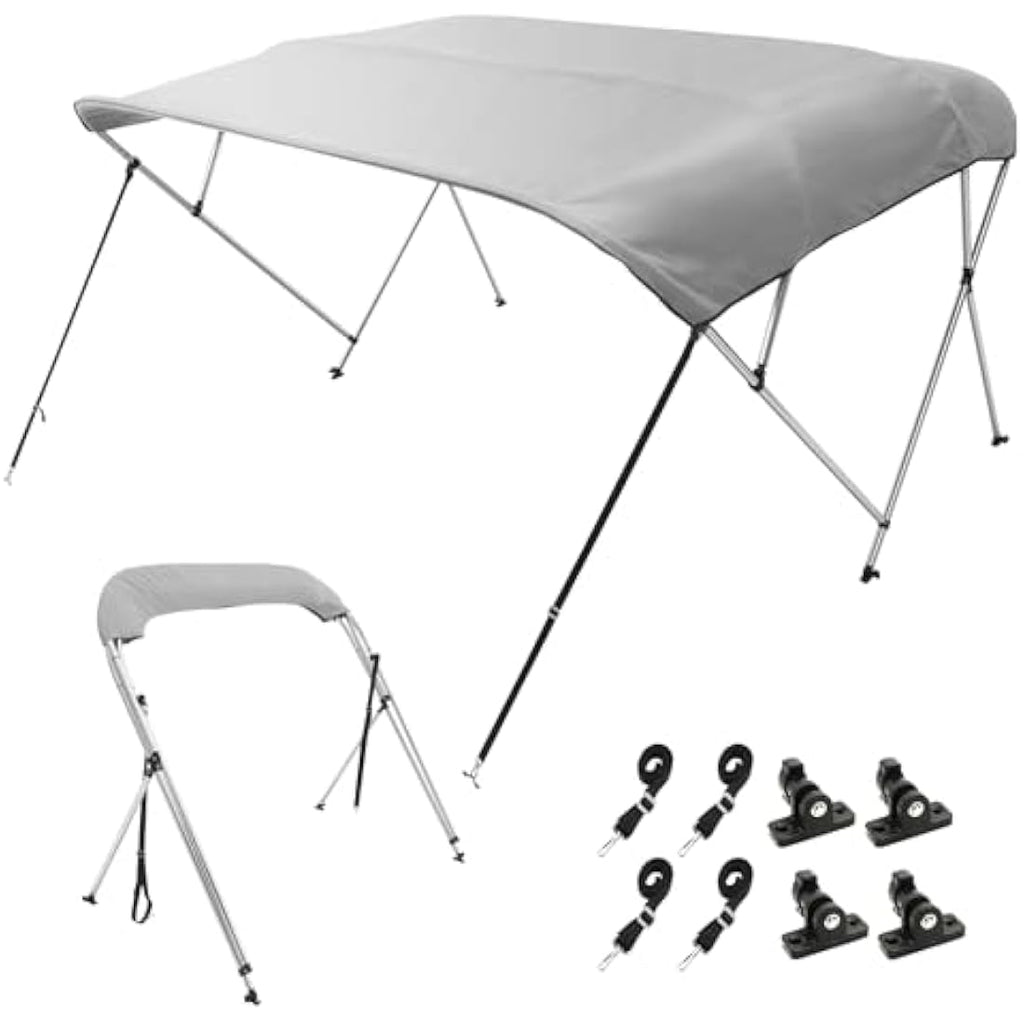 VEVOR 4 Bow Bimini Top Boat Cover | 900D Polyester Canopy | 91"-96"W Light Grey