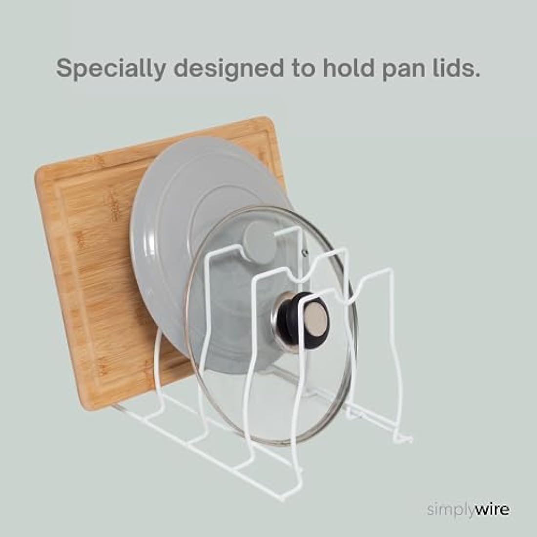 simplywire Bakeware, Pan and Lid Storage Organiser - White Kitchen Rack