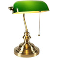 Jolof Store Green Glass Bankers Desk Lamp | Satin Brass Finish