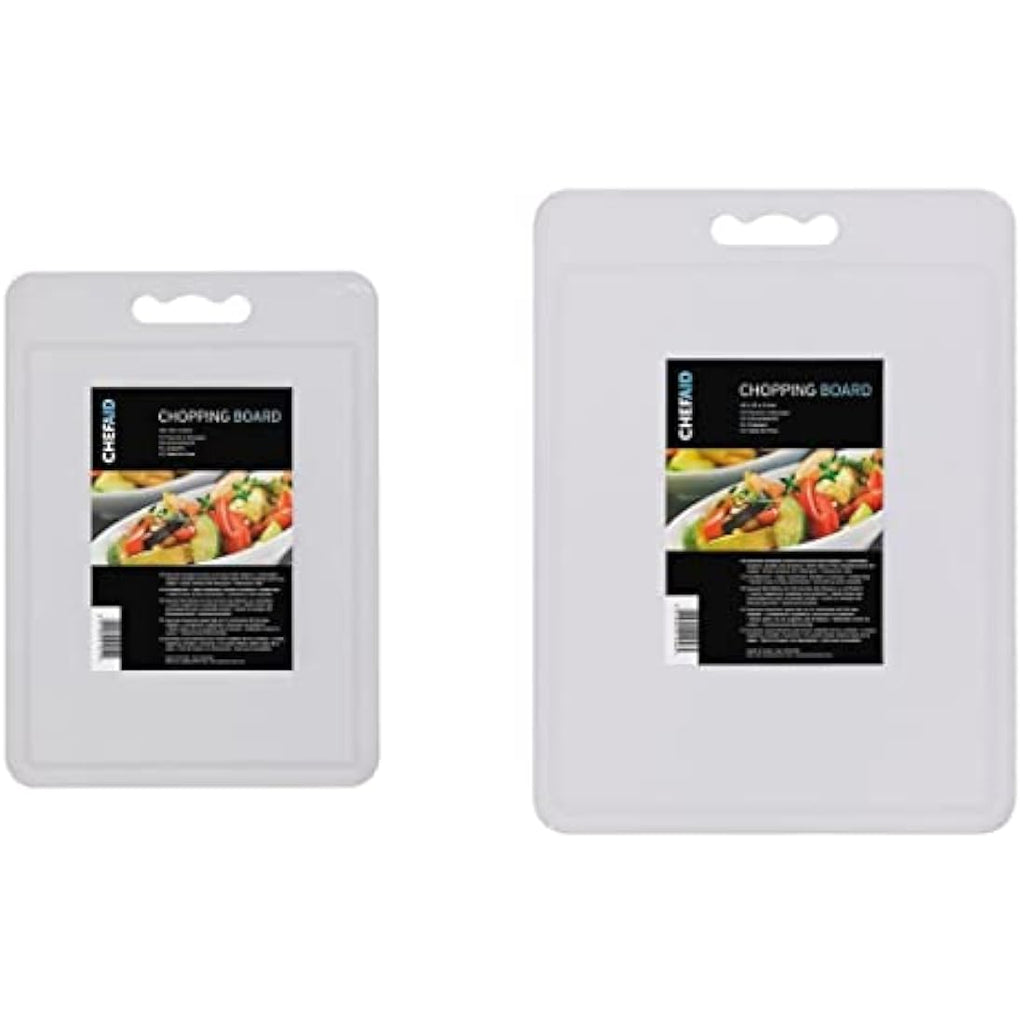 Chef Aid Non-Slip Chopping Board Twin Pack | White Plastic Cutting Boards