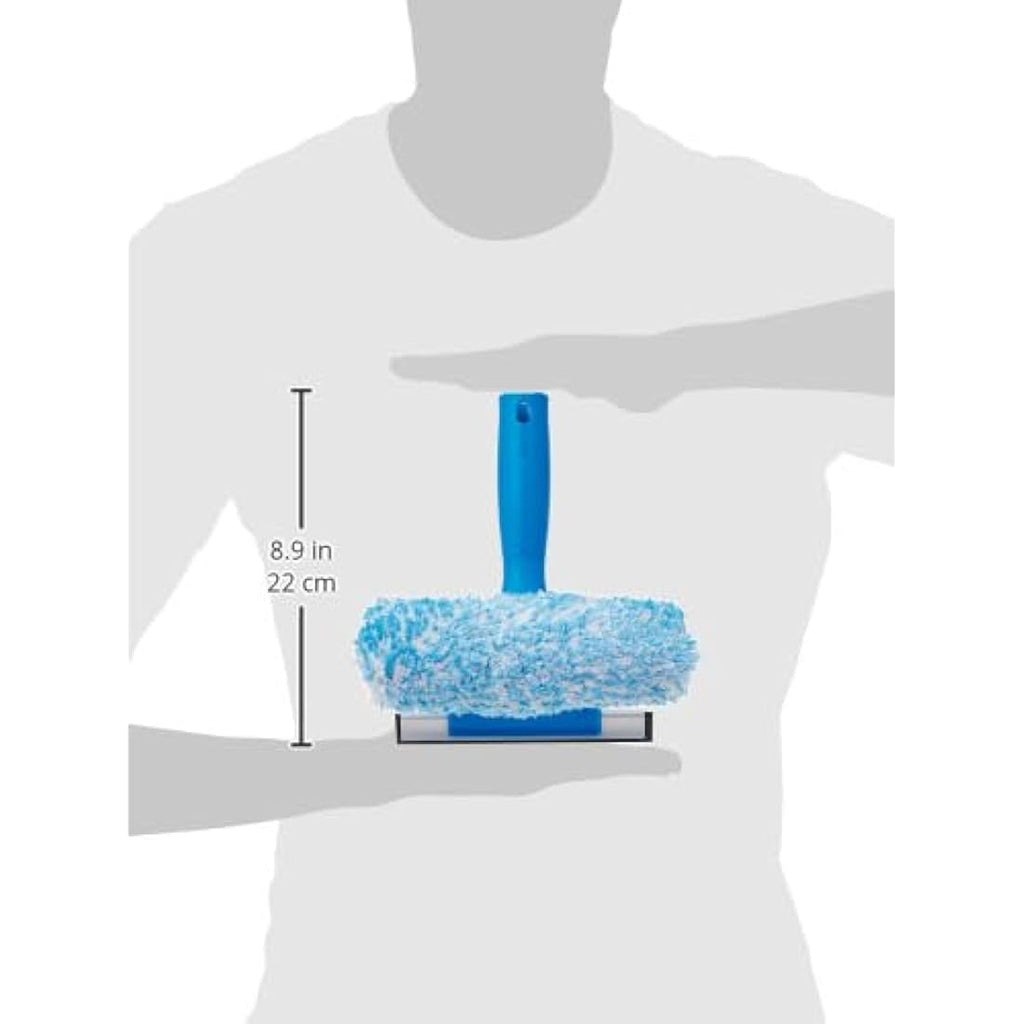 Unger 6-inch 2-in-1 Microfiber Scrubber and Window Squeegee – Blue