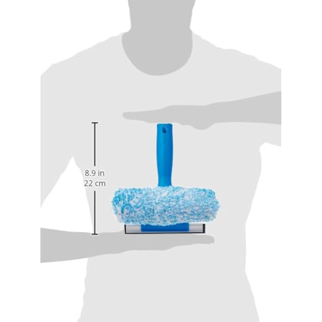 Unger 6-inch 2-in-1 Microfiber Scrubber and Window Squeegee – Blue