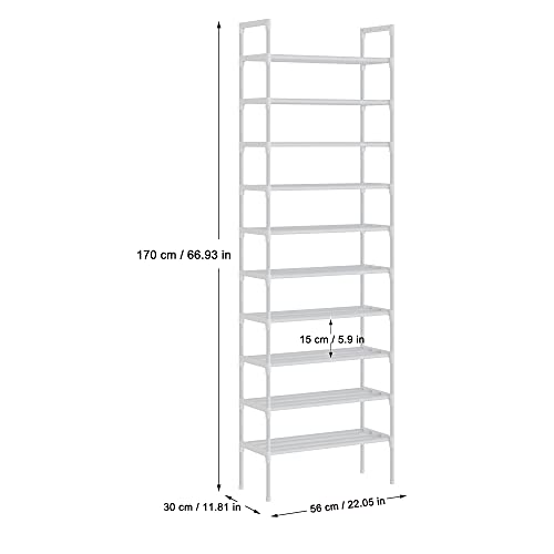 AcornFort 10-Tier Tall Shoe Rack Organiser - 30 Pair White Storage Shelf