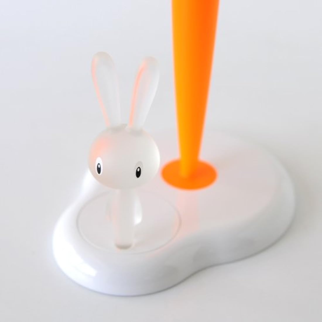 Alessi Bunny and Carrot Kitchen Roll Holder - White Resin Paper Towel Stand