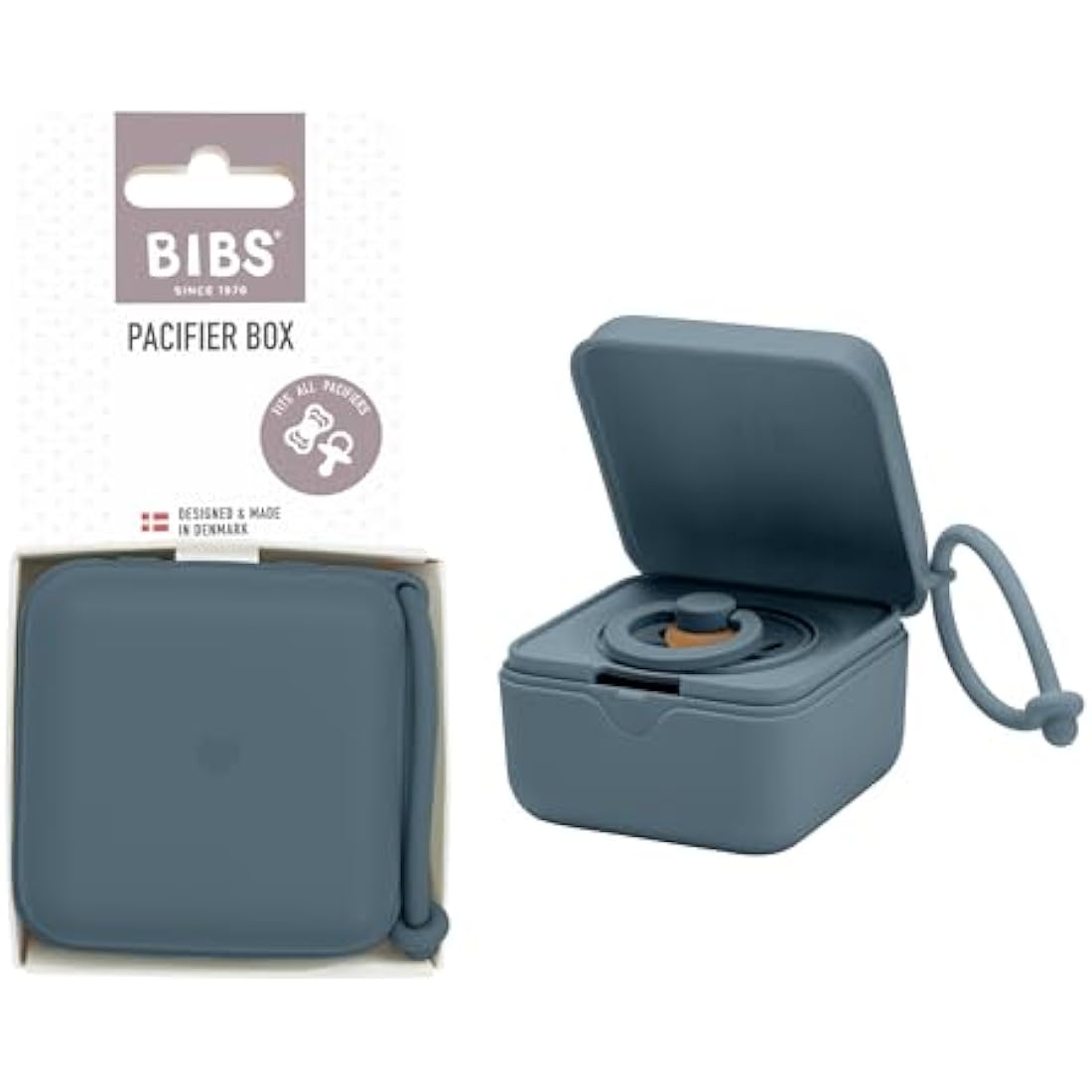 BIBS Pacifier Box and Sterilizer Case with Strap - Petrol Blue