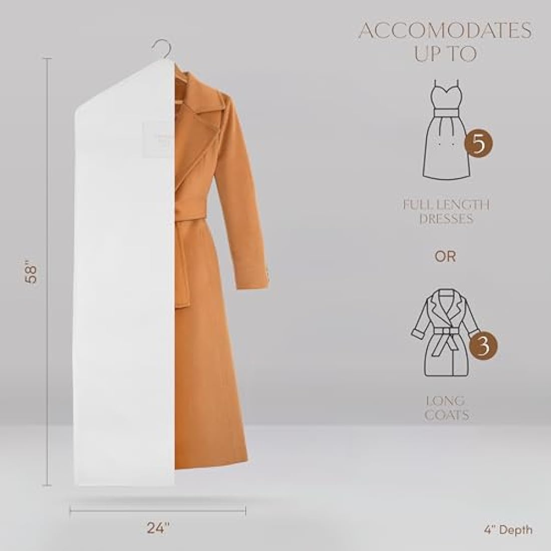 Hayden Hill Organic Cotton Garment Bag – 58 Inch Long Dress Cover