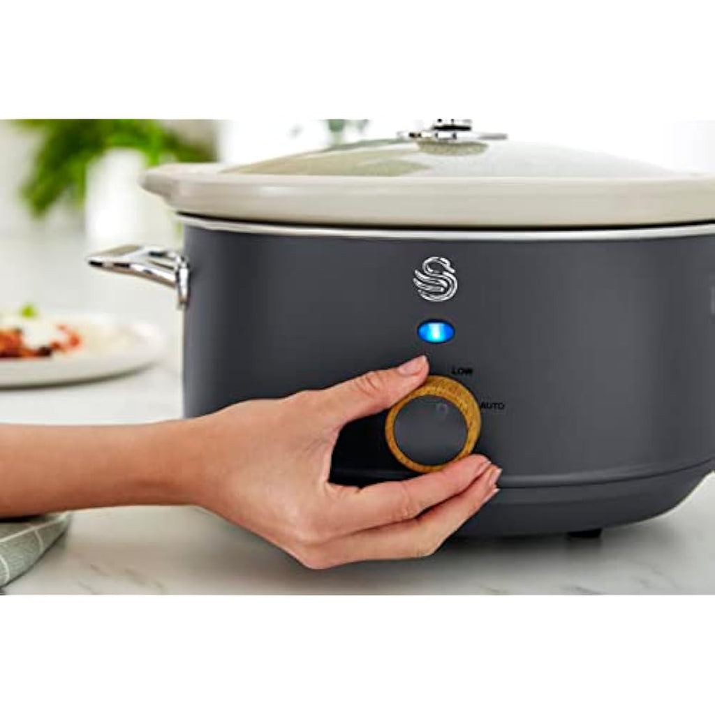 Swan Nordic 3.5L Slow Cooker – 3 Heat Settings – Matte Grey