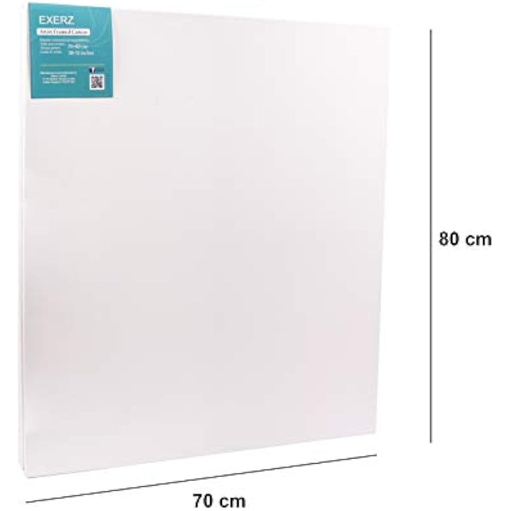 Exerz Stretched Canvas 4pk - 70x80cm Triple Primed 100% Cotton Artist Canvas