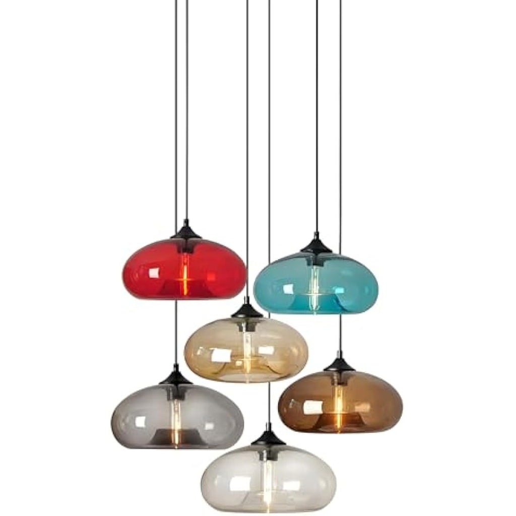 Jolof Store Industrial Glass Pendant Light – Turquoise Vintage E27 Lamp