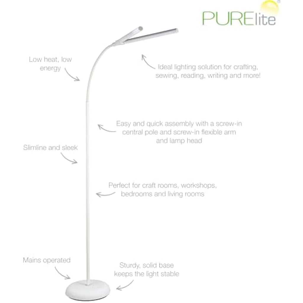 PURElite LED Floor Lamp – Twin Daylight Lights for Crafting & Reading
