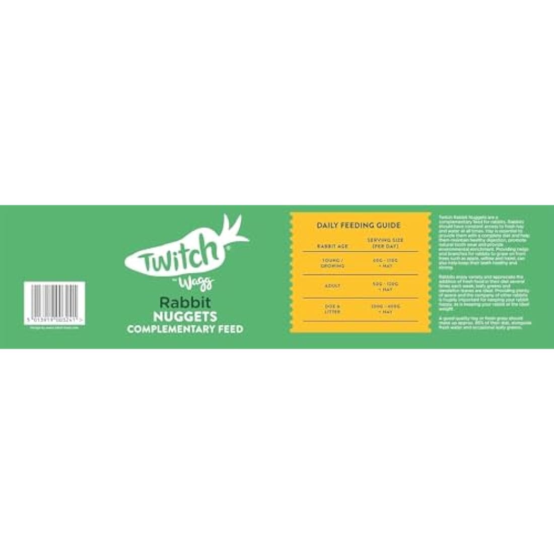 Wagg Twitch Rabbit Food Nuggets - High Fibre 10kg Complementary Feed