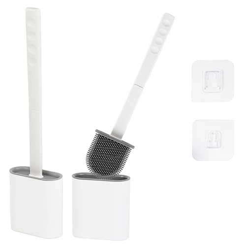 Silicone Toilet Brush Set – Pack of 2 Drip-Free White Holders