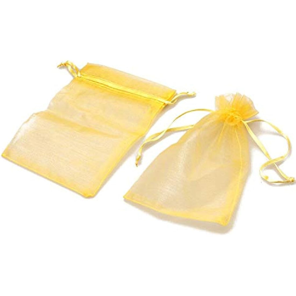 G2PLUS Gold Organza Gift Bags - 100 PCS 10x15cm Mesh Jewelry Pouches