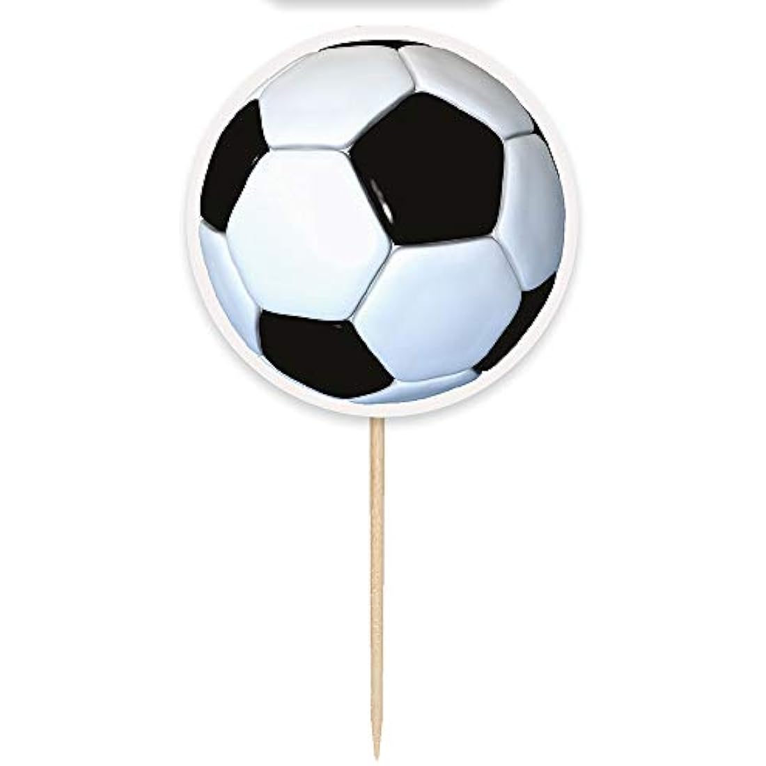 Jolof Store 3D Soccer Cake Toppers – Black & White Sports Decor – 6ct