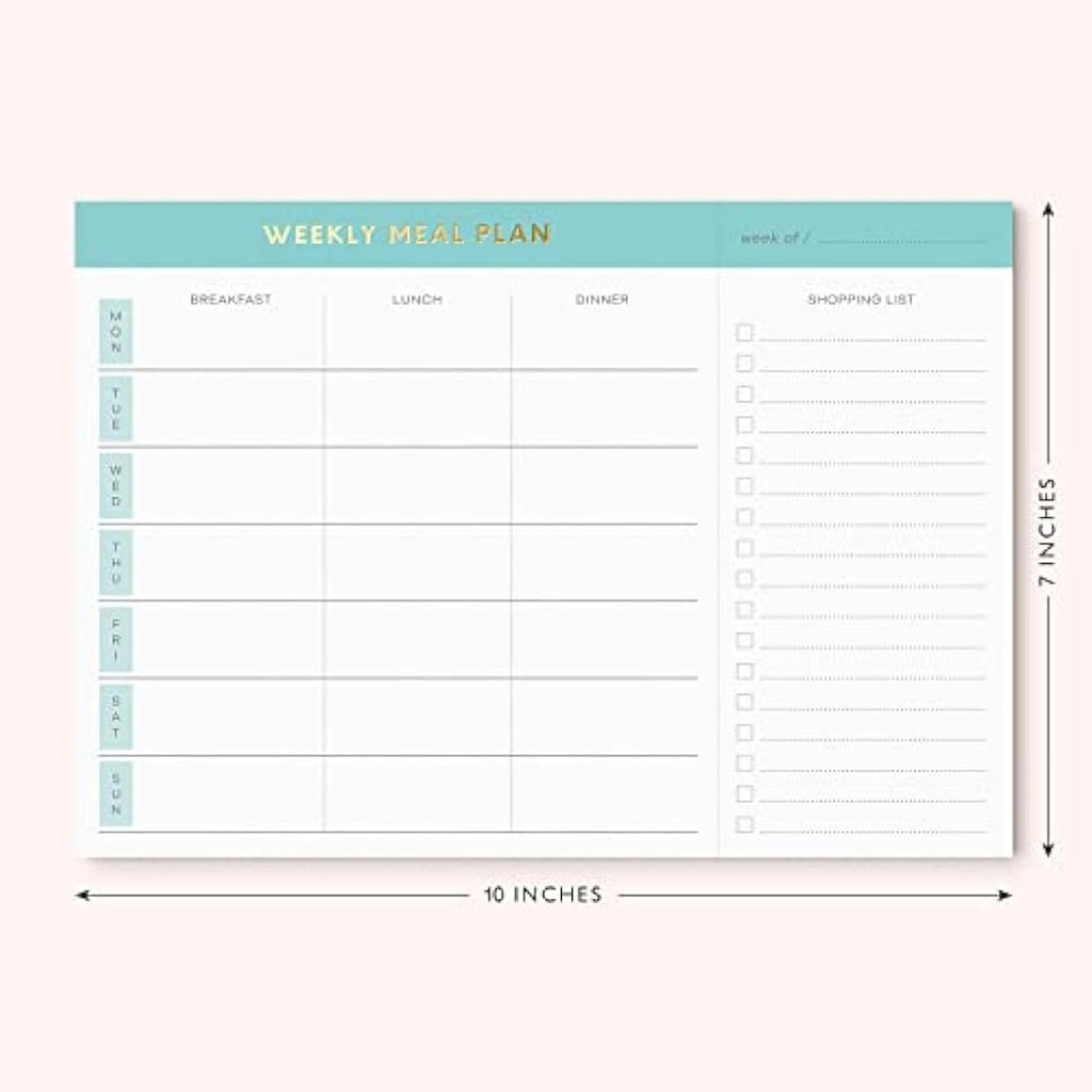 Sweetzer & Orange Weekly Meal Planner – Magnetic Grocery List Notepad, Teal