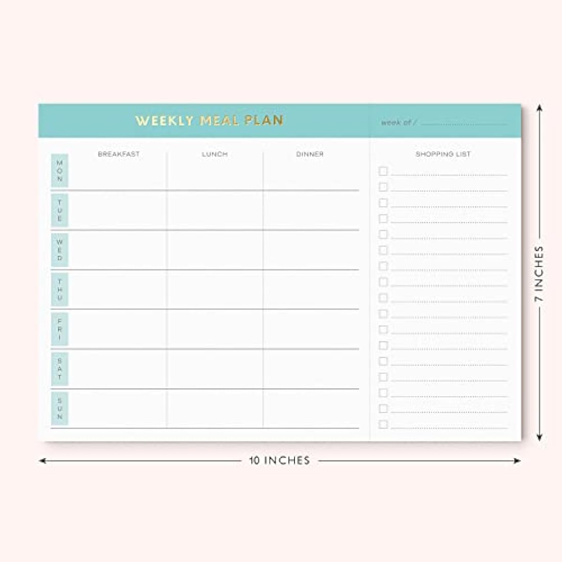 Sweetzer & Orange Weekly Meal Planner – Magnetic Grocery List Notepad, Teal