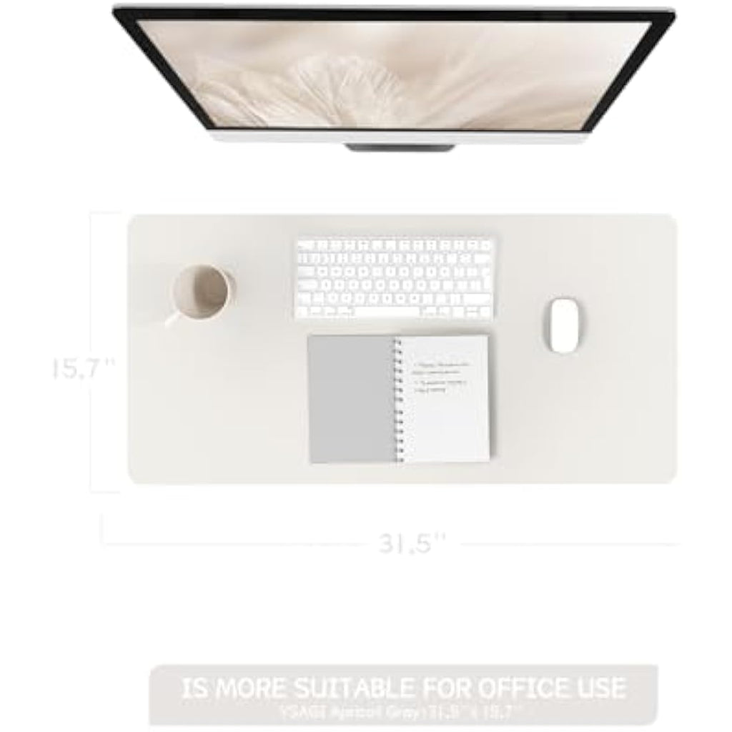 YSAGi PVC Leather Desk Pad – Waterproof Non-Slip Writing Mat, Gray (80x40cm)