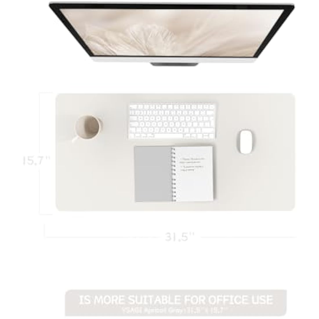 YSAGi PVC Leather Desk Pad – Waterproof Non-Slip Writing Mat, Gray (80x40cm)
