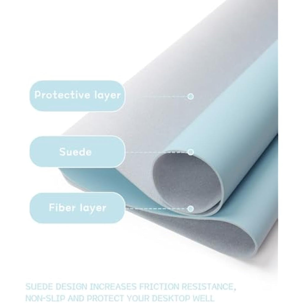 Leather Desk Pad – Waterproof Non-Slip Office Mat, Light Blue