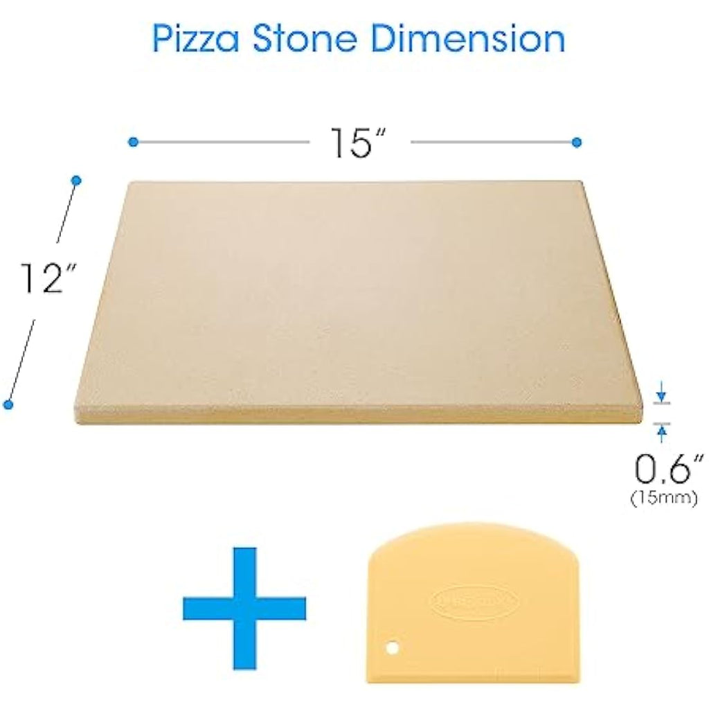 Unicook Cordierite Pizza Stone | Rectangular Baking Stone, 38 x 30 cm